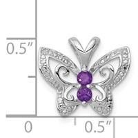 Sterling Silver Rhodium-plated Amethyst & Diamond Pendant view 3