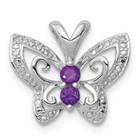 Sterling Silver Rhodium-plated Amethyst & Diamond Pendant view 1