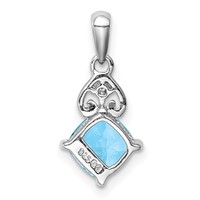 Sterling Silver Rhodium Plated Diamond and Light Swiss BT Pendant view 4