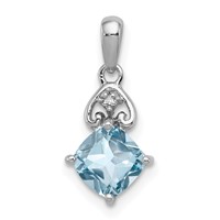 Sterling Silver Rhodium Plated Diamond and Light Swiss BT Pendant view 1