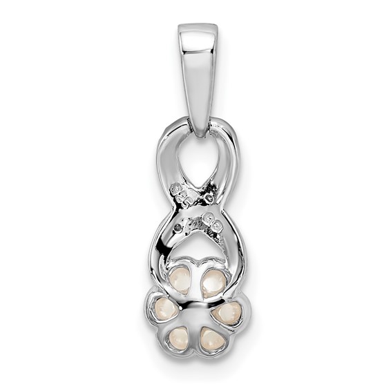 Sterling Silver Rhod Plated Diamond and FW Cultured Pearl Pendant