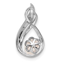 Sterling Silver Rhod Plated Diamond and FW Cultured Pearl Chain Slide view 4