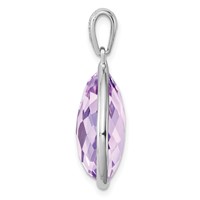 Sterling Silver Rhodium Plated Diamond and Rose De France Pendant view 2