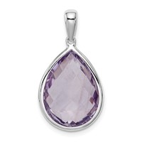 Sterling Silver Rhodium Plated Diamond and Rose De France Pendant view 4