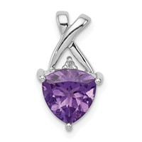 Sterling Silver Rhodium Plated Amethyst and White Topaz Pendant view 1