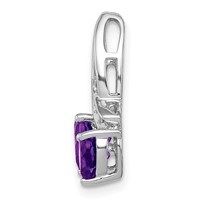 Sterling Silver RH Plated Diamond and Amethyst Double Heart Chain Slide view 2