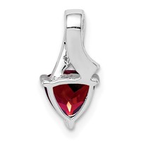 Sterling Silver Rhodium Plated Diamond and Garnet Trillion Pendant view 4