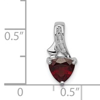 Sterling Silver Rhodium Plated Diamond and Garnet Trillion Pendant view 3