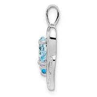 Sterling Silver Rhodium Plated Diamond & Sky Blue Topaz Pendant view 2