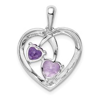 Sterling Silver RH Plated Diamond Amethyst and Rose De France Pendant view 3