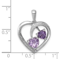 Sterling Silver RH Plated Diamond Amethyst and Rose De France Pendant view 2