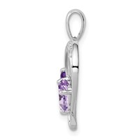 Sterling Silver RH Plated Diamond Amethyst and Rose De France Pendant view 2
