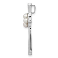Sterling Silver Rhod Plated Diamond FW Cultured Pearl Cross Pendant view 2