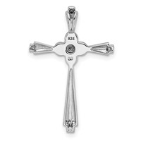 Sterling Silver Rhod Plated Diamond FW Cultured Pearl Cross Pendant view 4