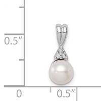 Sterling Silver Rhod Plated Diamond and FW Cultured Pearl Pendant view 4