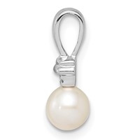 Sterling Silver Rhod Plated Diamond and FW Cultured Pearl Pendant view 2