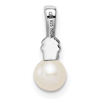 Sterling Silver Rhod Plated Diamond and FW Cultured Pearl Pendant view 3
