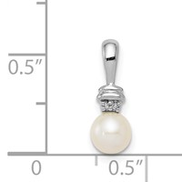Sterling Silver Rhod Plated Diamond and FW Cultured Pearl Pendant view 4