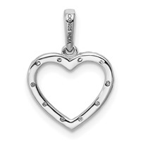Sterling Silver Rhodium Plated Diamond Heart Pendant view 3