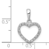 Sterling Silver Rhodium Plated Diamond Heart Pendant view 4