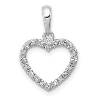 Sterling Silver Rhodium Plated Diamond Heart Pendant view 1