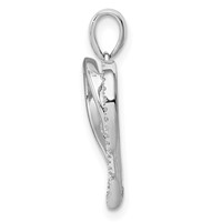 Sterling Silver Rhodium Diam. Heart Pendant view 2