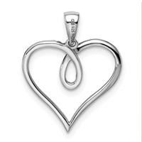 Sterling Silver Rhodium Diam. Heart Pendant view 3
