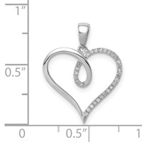 Sterling Silver Rhodium Diam. Heart Pendant view 4