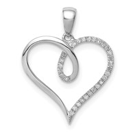 Sterling Silver Rhodium Diam. Heart Pendant view 1