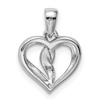 Sterling Silver Rhodium-Plated Diamond Heart Pendant view 3
