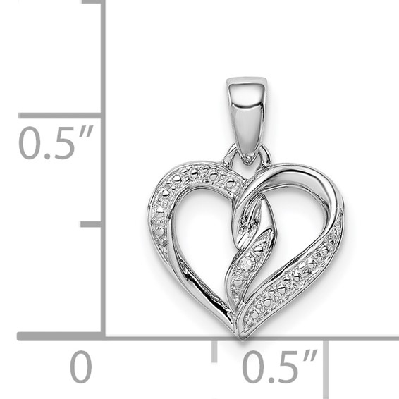 Sterling Silver Rhodium-Plated Diamond Heart Pendant