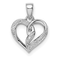 Sterling Silver Rhodium-Plated Diamond Heart Pendant view 1