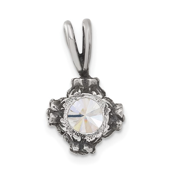 Sterling Silver Antiqued CZ Pendant