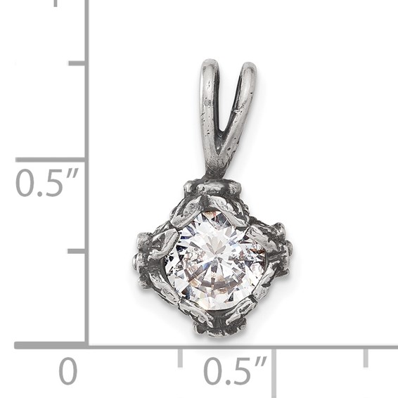 Sterling Silver Antiqued CZ Pendant