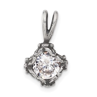 Sterling Silver Antiqued CZ Pendant