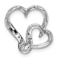 Sterling Silver Rhodium Plated Diamond Double Heart Pendant view 4