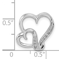 Sterling Silver Rhodium Plated Diamond Double Heart Pendant view 3
