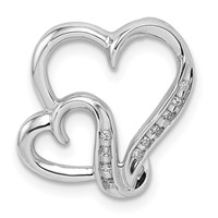 Sterling Silver Rhodium Plated Diamond Double Heart Pendant view 1