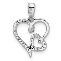Sterling Silver Rhodium 0.12ct Diam. Double Heart Pendant view 4
