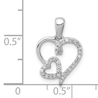 Sterling Silver Rhodium 0.12ct Diam. Double Heart Pendant view 3