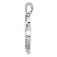 Sterling Silver Rhodium Plated Diamond Double Heart Pendant view 2