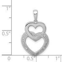 Sterling Silver Rhodium Plated Diamond Double Heart Pendant view 3