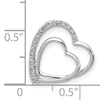 Sterling Silver Rhodium Plated Diamond Double Heart Pendant view 3
