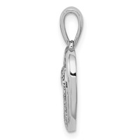 Sterling Silver Rhodium Plated Diamond Double Heart Pendant view 2
