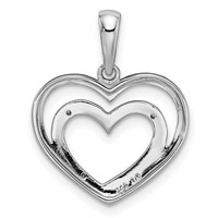Sterling Silver Rhodium Plated Diamond Double Heart Pendant view 4