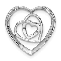 Sterling Silver Rhodium Plated Diamond Triple Heart Pendant view 4