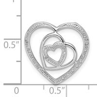 Sterling Silver Rhodium Plated Diamond Triple Heart Pendant view 3