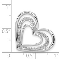 Sterling Silver Rhodium Plated Diamond Triple Heart Pendant view 3