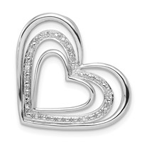 Sterling Silver Rhodium Plated Diamond Triple Heart Pendant view 1
