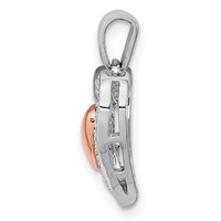 Sterling Silver Rhodium & 14K Rose Gold Diamond Heart Pendant view 2